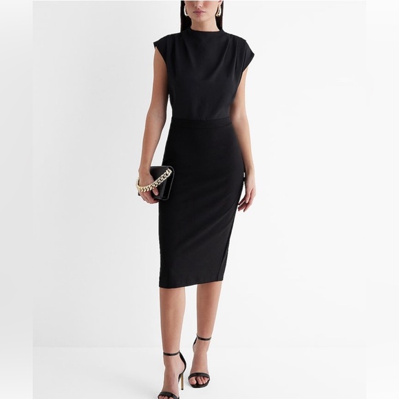 Express Draped Nock Neck Midi Sheath Dress - Picture 6 of 8